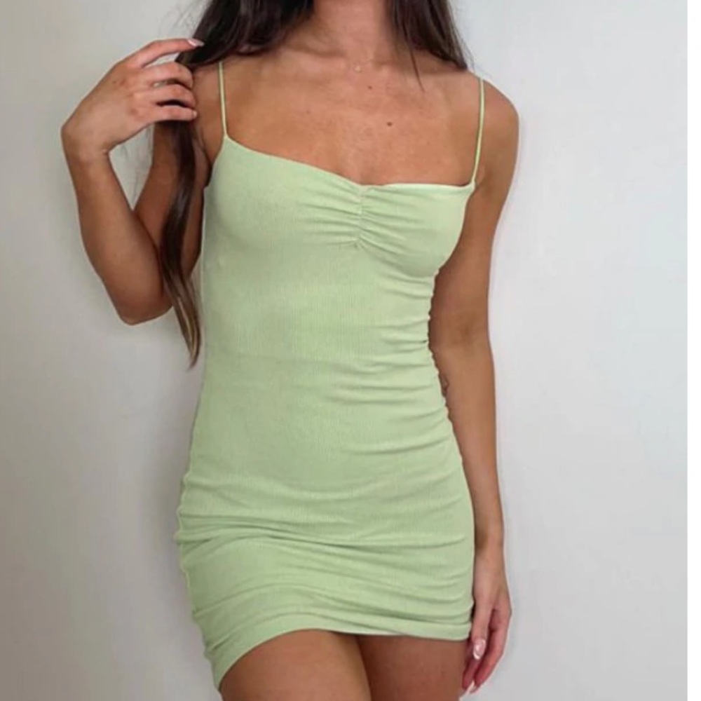 White Fox Here For Summer Mini Dress Matcha
